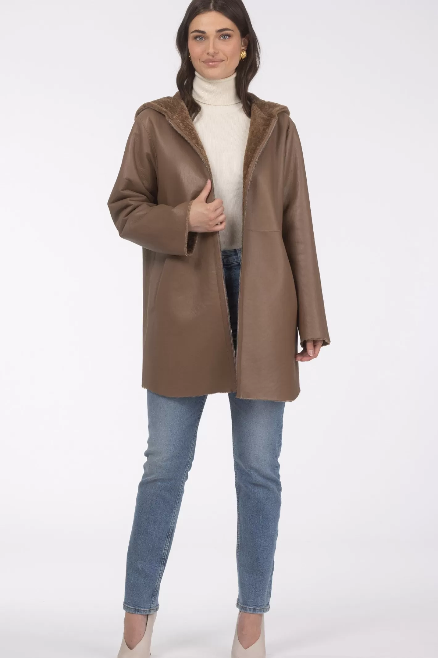 GORSKI Montréal – Doudoune réversible en agneau sherpa texturé pour femme – Style urbain hivernal