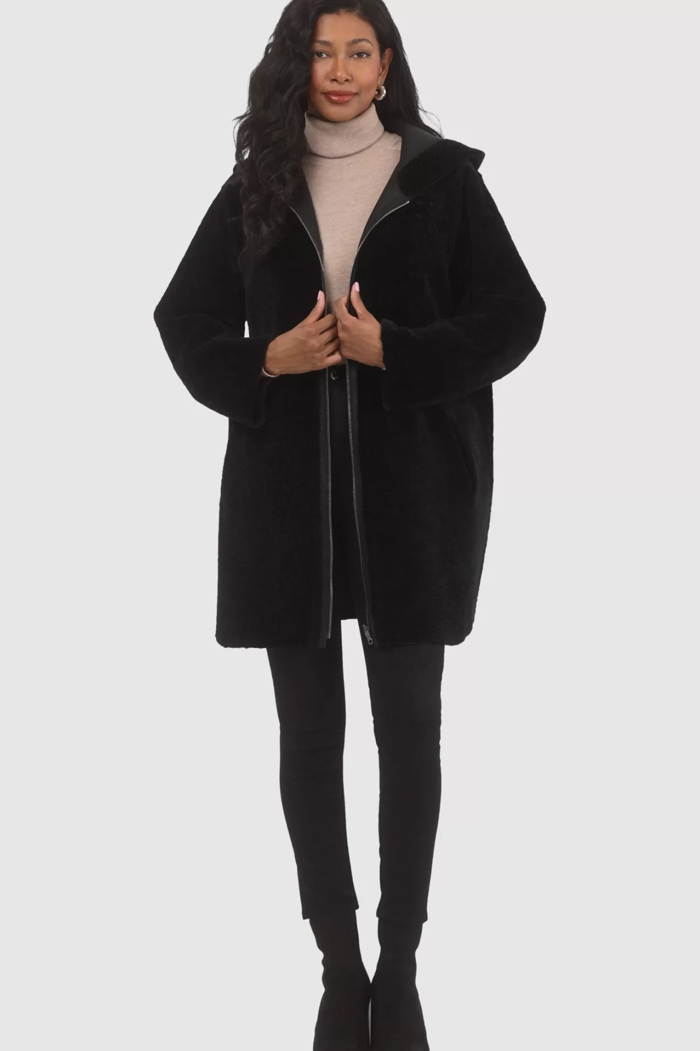 GORSKI Montréal – Doudoune réversible en agneau sherpa texturé pour femme – Style urbain hivernal