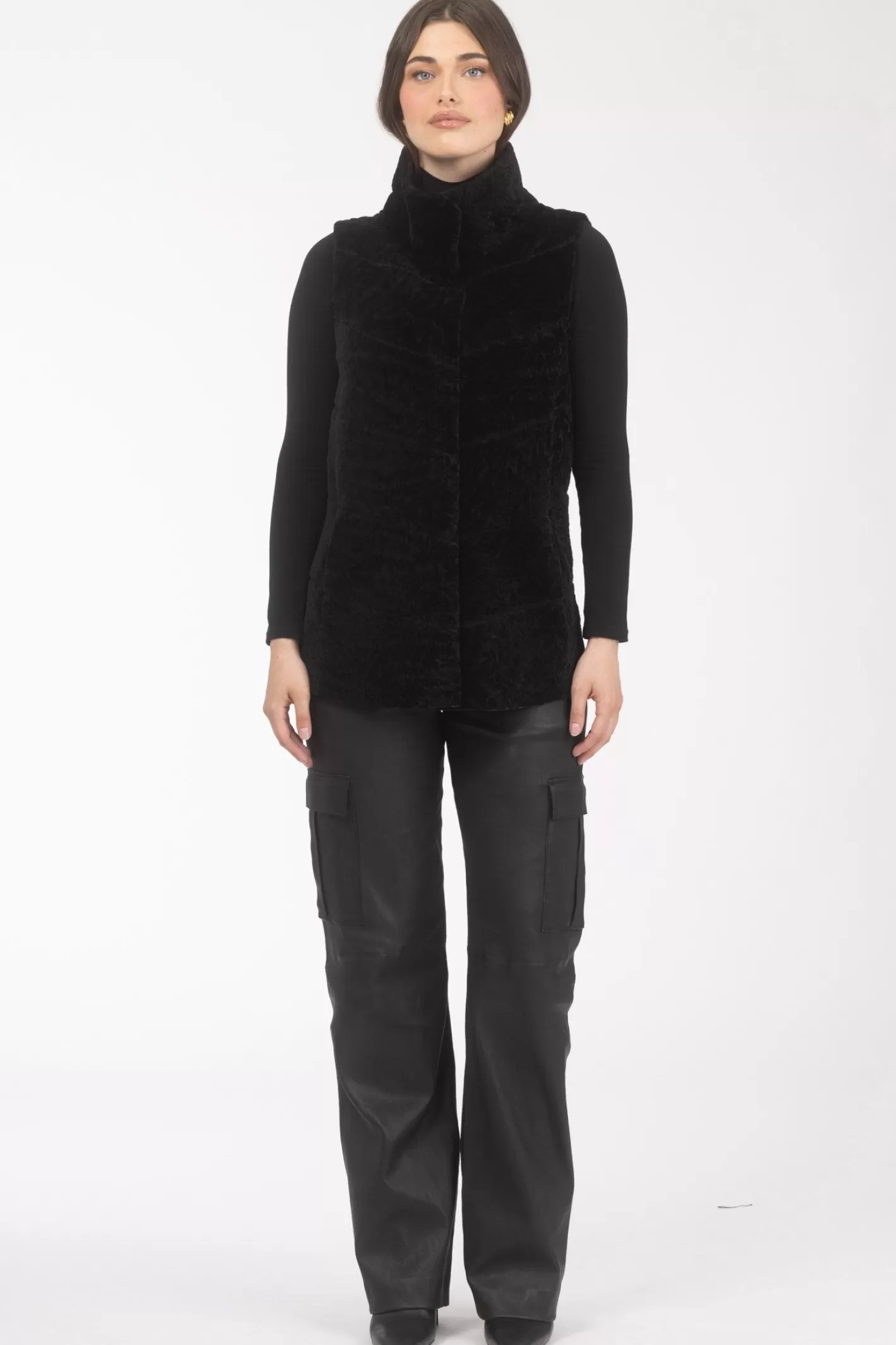 Veste réversible en agneau shearling texturé - Style confortable Montréal pour femme (Collection GORSKI)