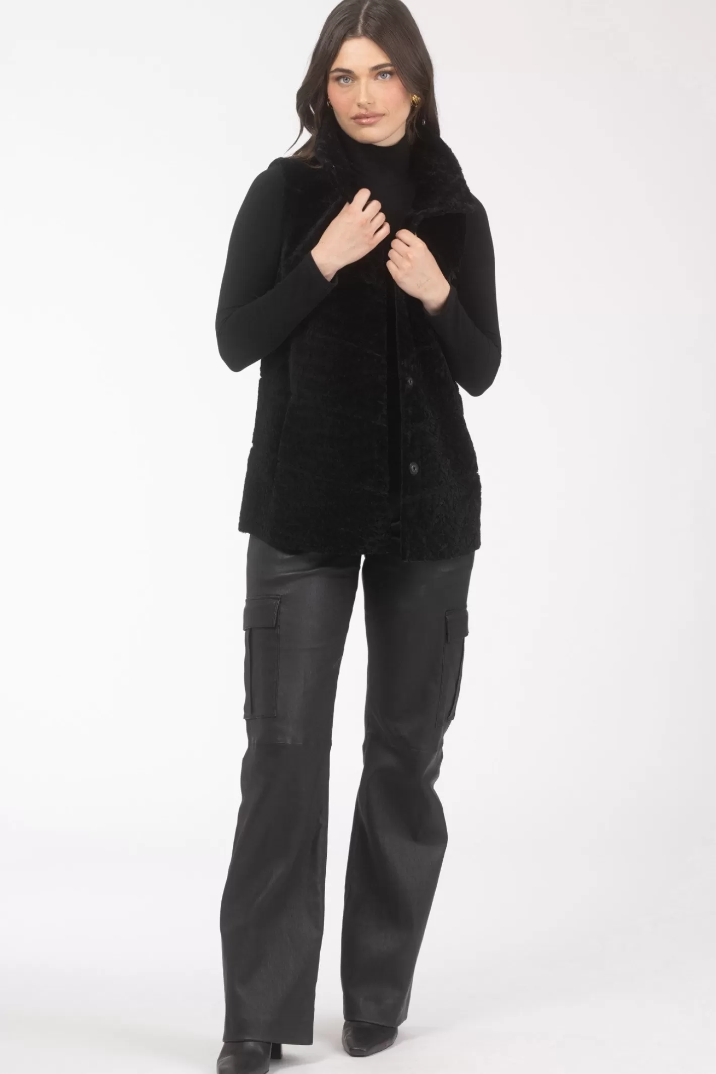 Veste réversible en agneau shearling texturé - Style confortable Montréal pour femme (Collection GORSKI)