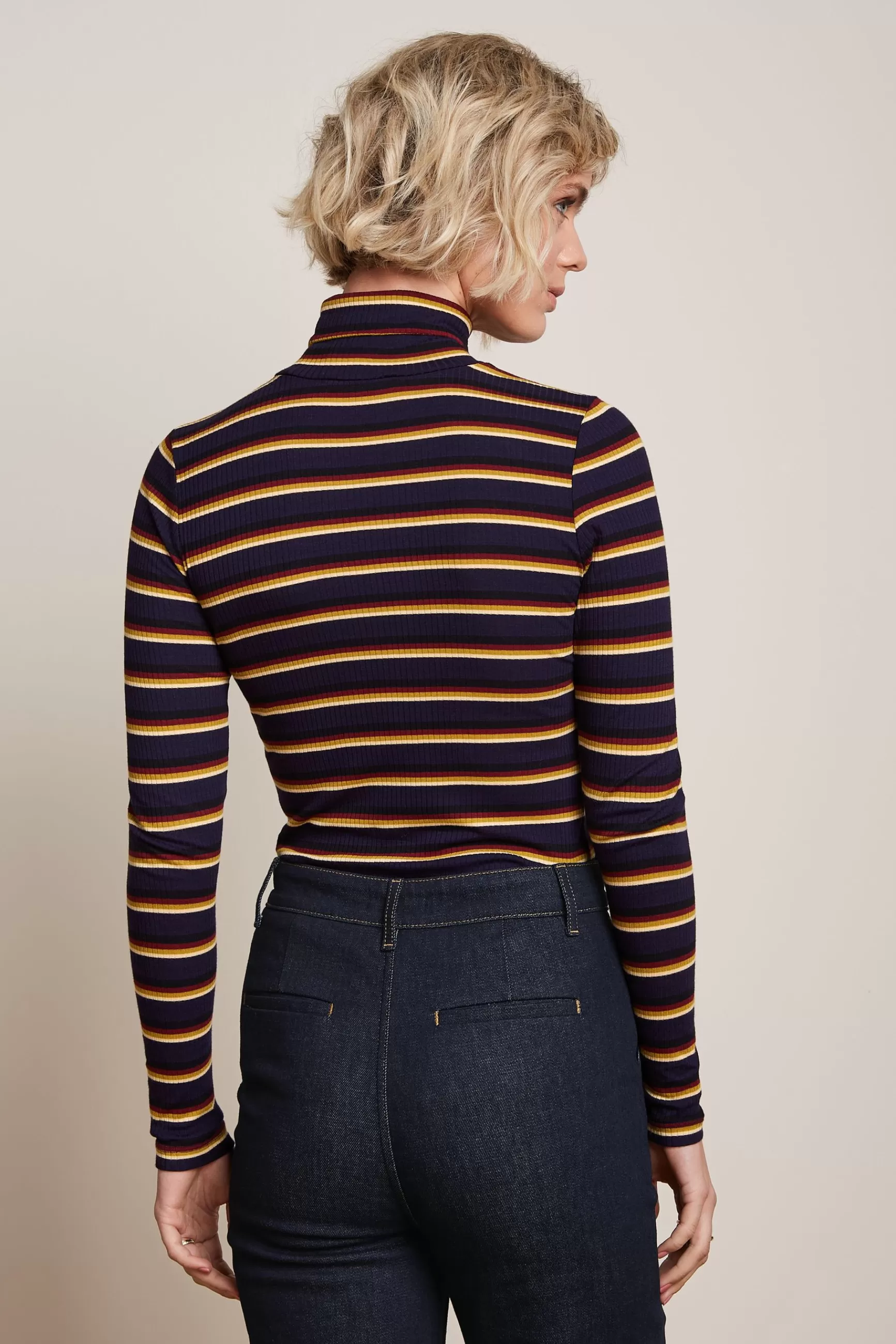 DAMES - Pull col roulé King Louie à rayures intemporelles pour femme