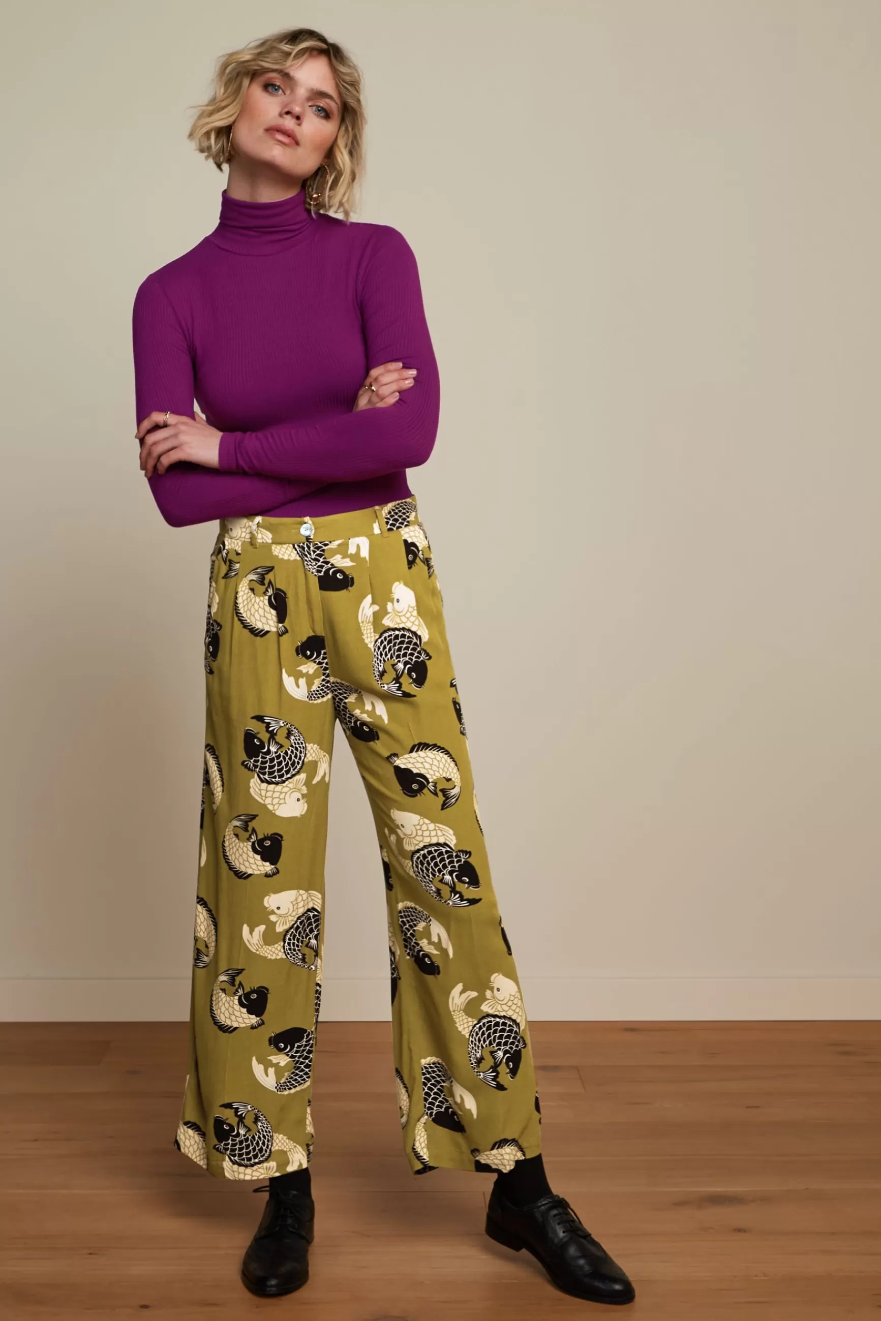 DAMES pour Femmes - Pull Col Roulé King Louie en Côtes Uni