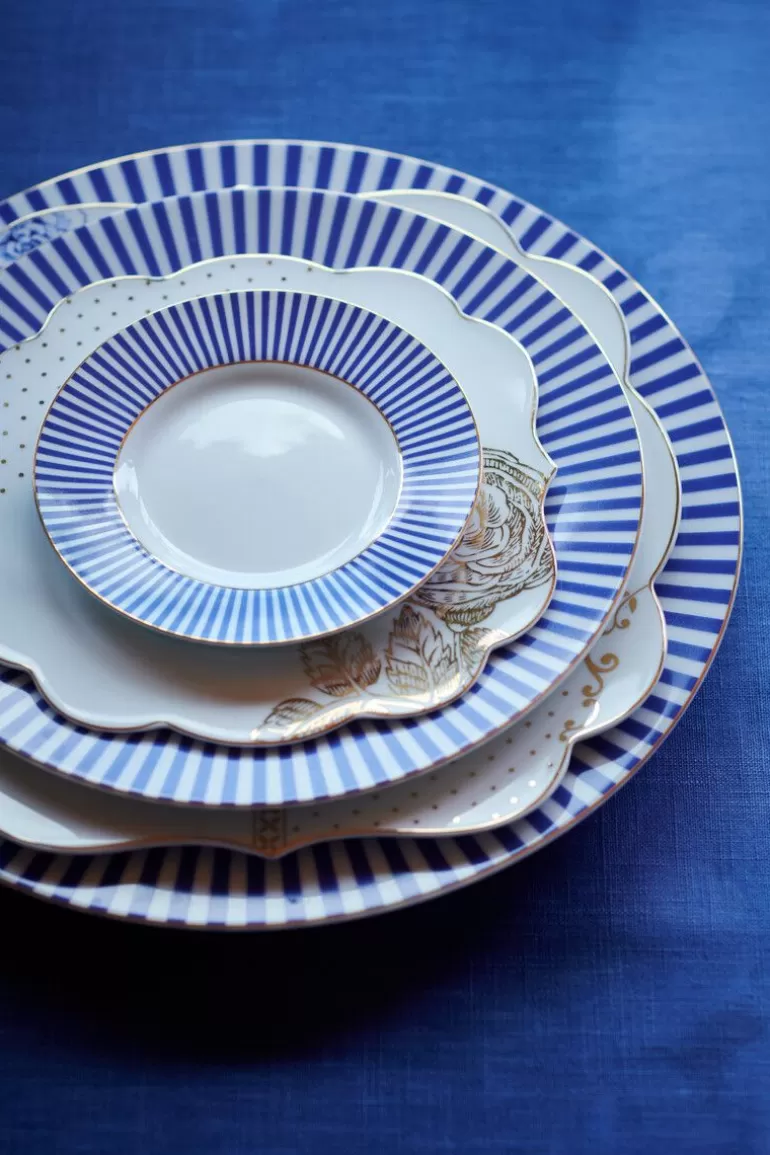 Assiette Petit-Déjeuner Élégante aux Rayures Royales - Bleu Ciel par Pip Studio | 21 cm