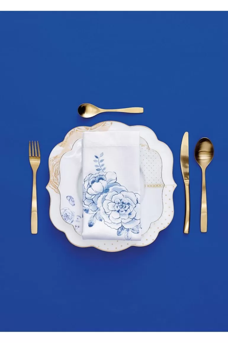 Pip Studio - Assiette Décorative Blanc Royal à Points Dorés - Design Exquis pour Petit Déjeuner - 23,5 cm - Céramique de Luxe avec Finition Or Élégante