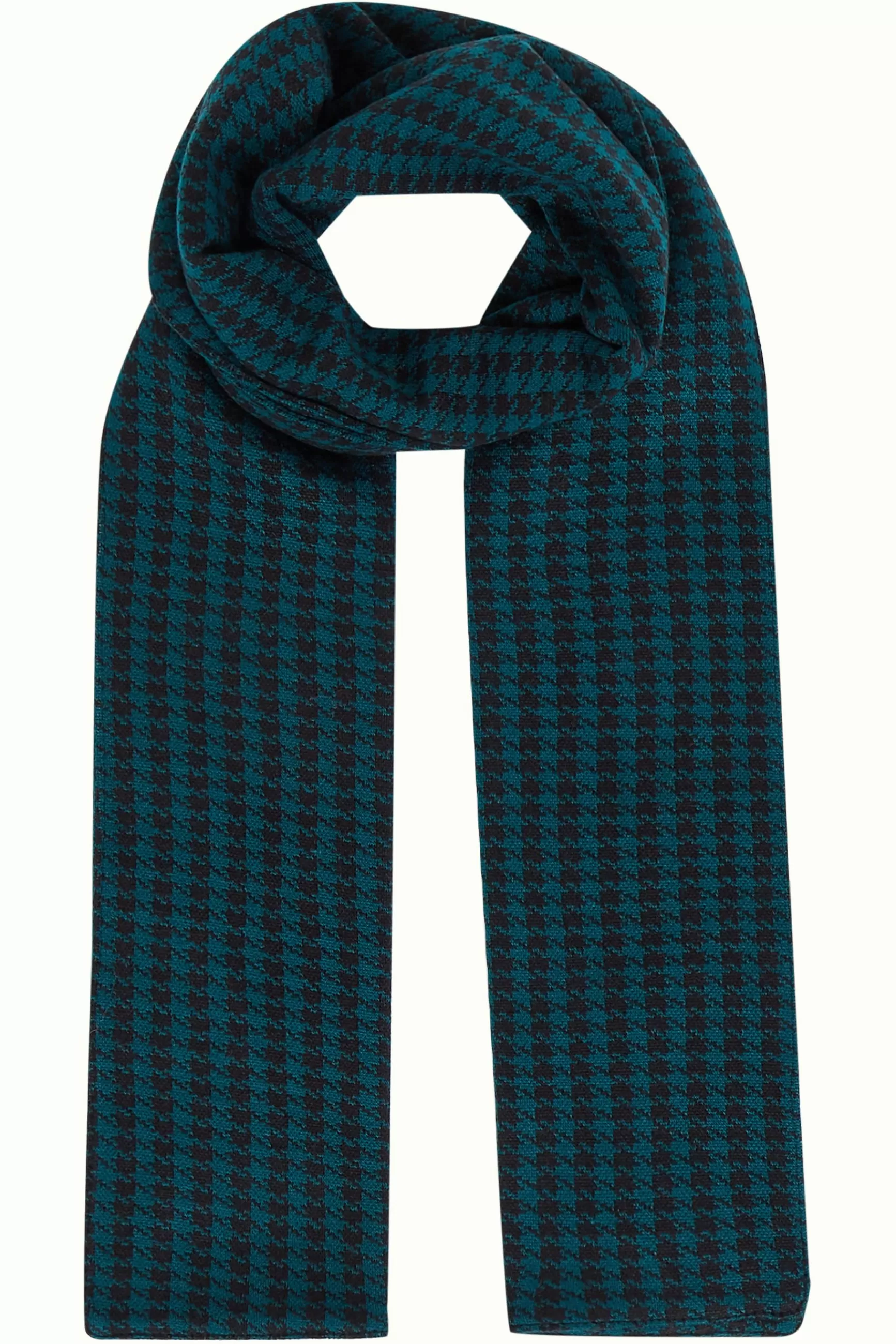 Écharpe Femme King Louie - Motif Pied-de-Poule Intemporel avec Bordure Contrastée - Accessoire Tendance Style Parisien