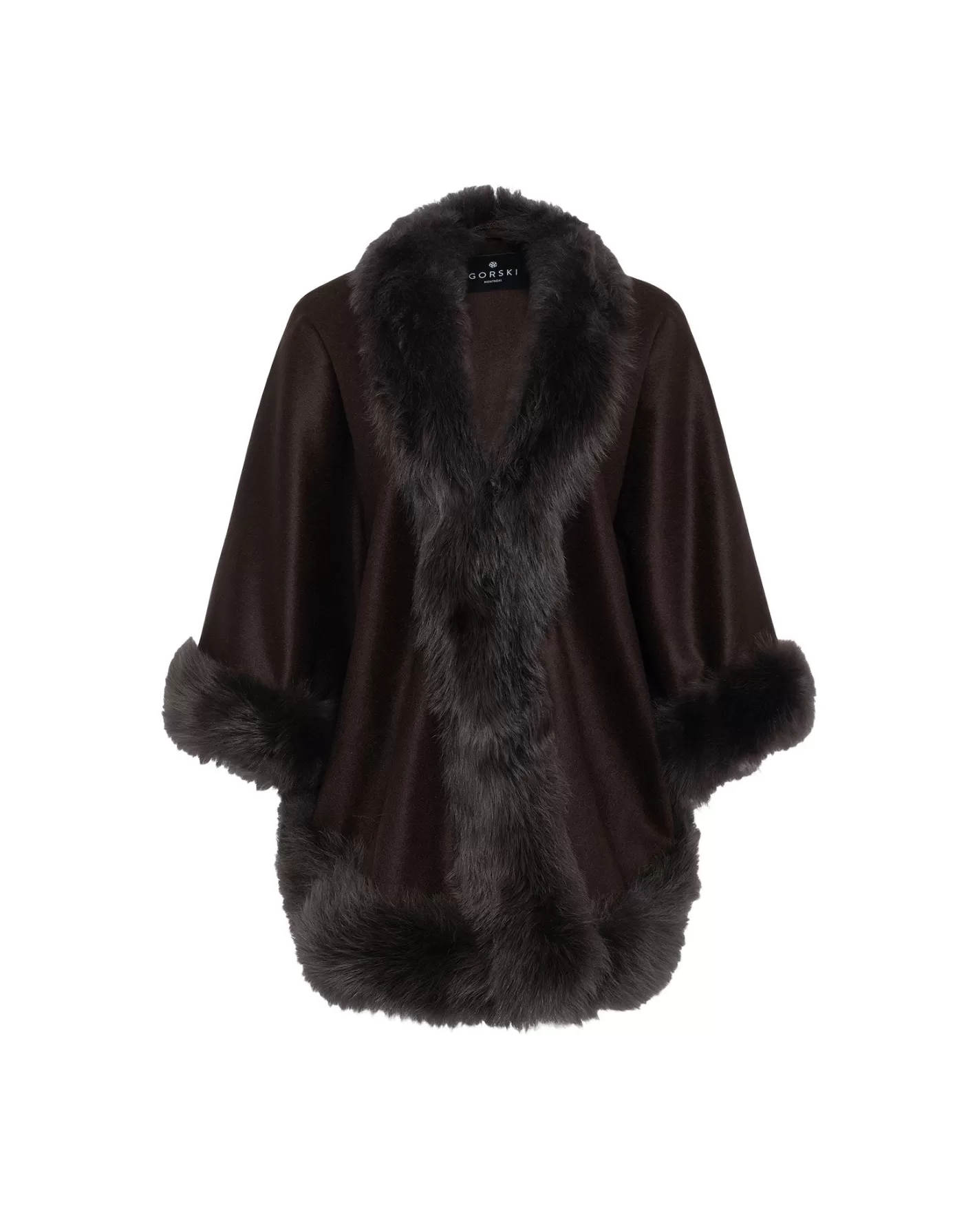Cape en cachemire doux pour femme – Garniture en agneau shearling toscan – Collection exclusive Montréal by GORSKI