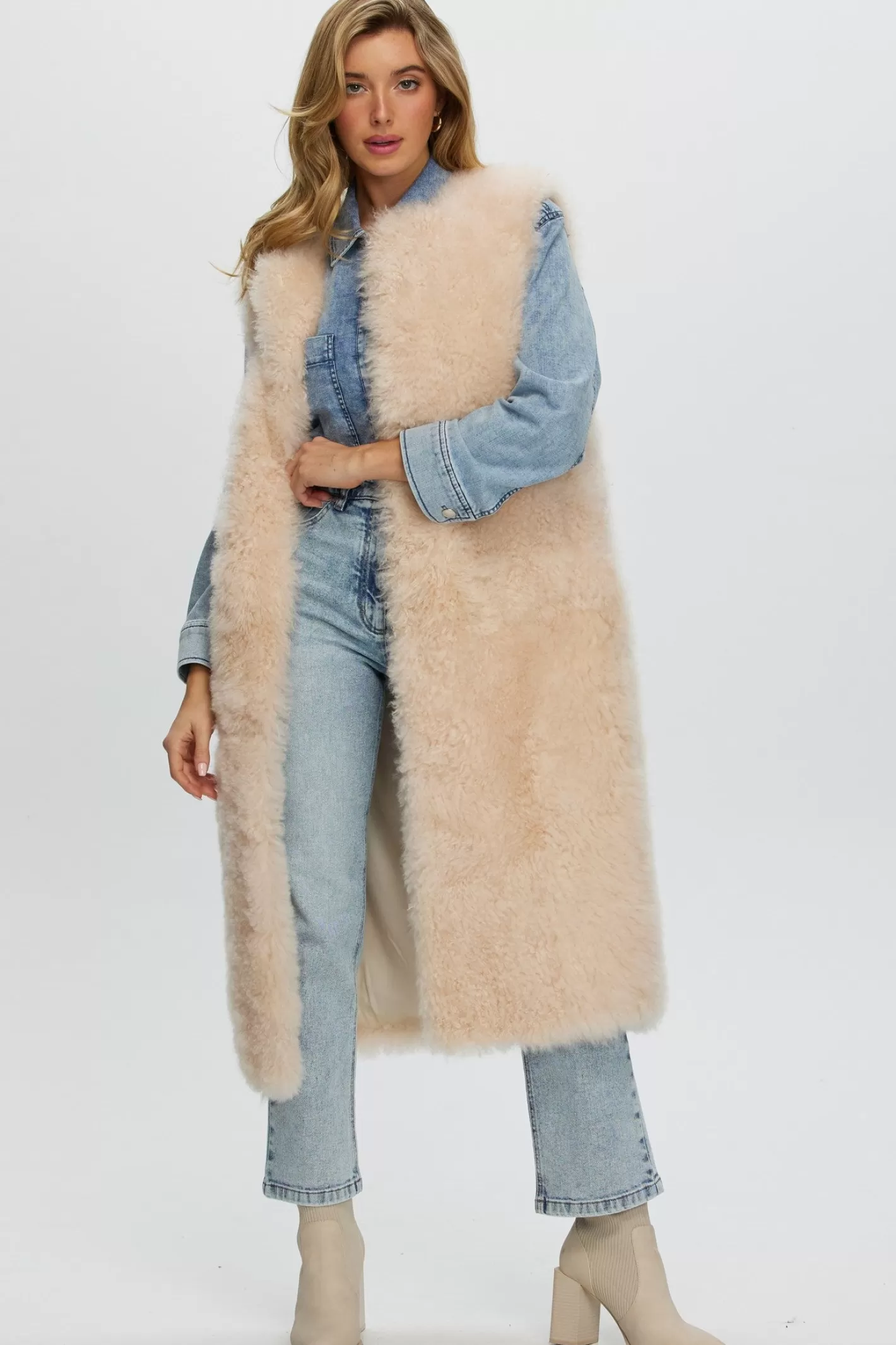 GORSKI Montréal - Veste Longue en Cachemire Pur Chèvre pour Femme, Design Sans Col Élégant
