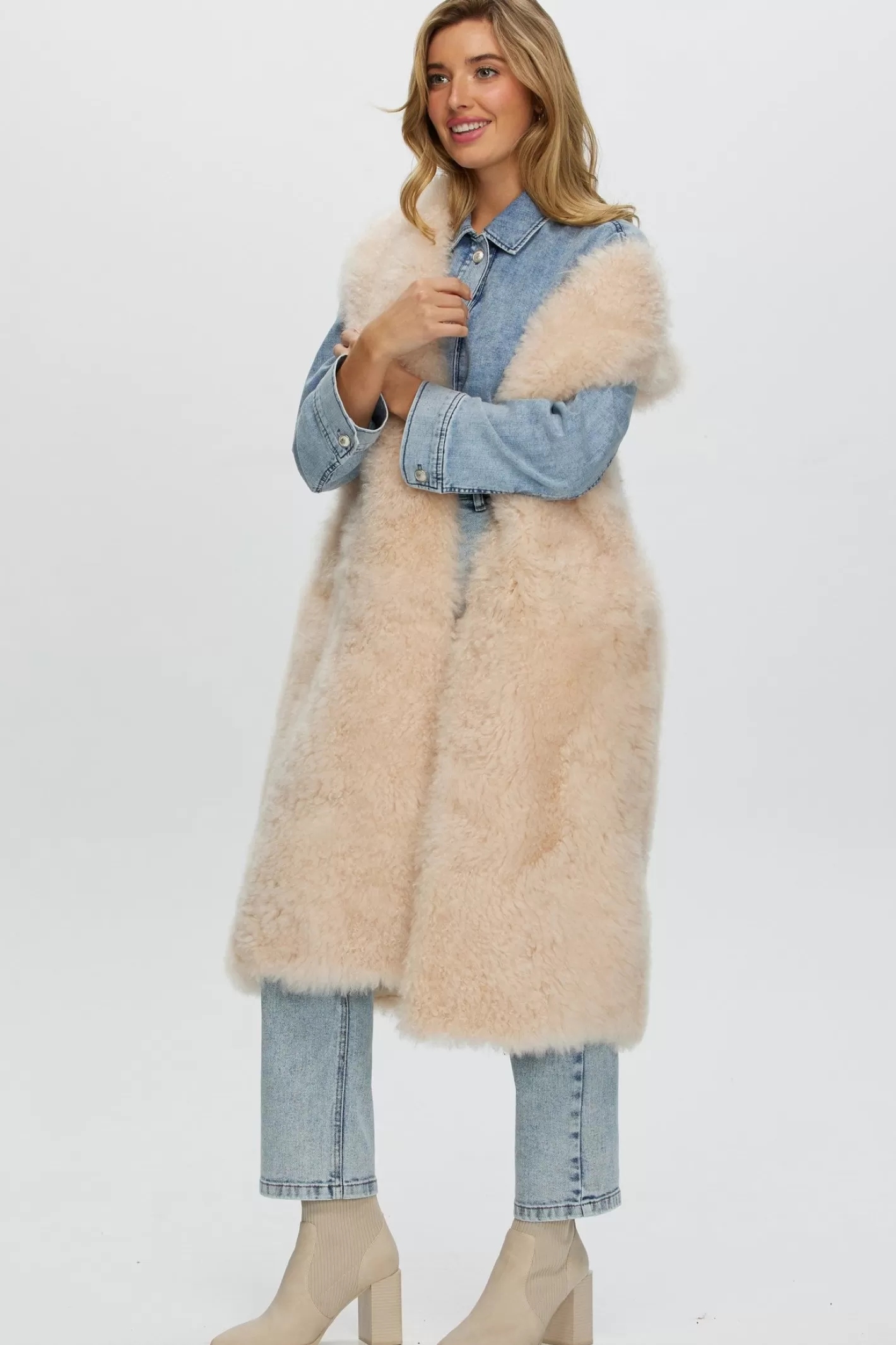 GORSKI Montréal - Veste Longue en Cachemire Pur Chèvre pour Femme, Design Sans Col Élégant