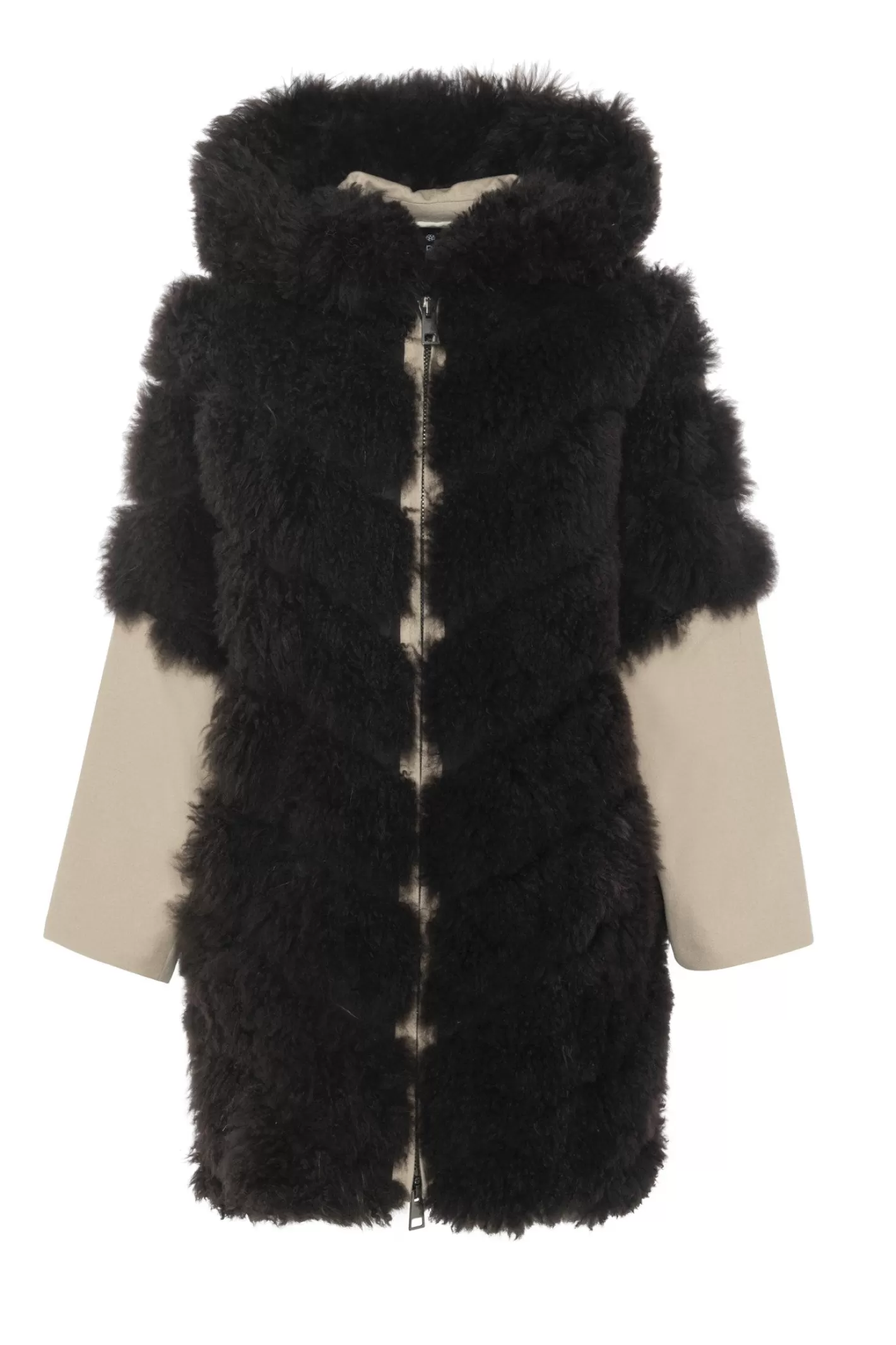 Parka d'hiver élégante GORSKI Montréal - Manteau femme exclusif en cachemire de chèvre avec coupe diagonale, dotée de manches et dos en cachemire luxe Loro Piana