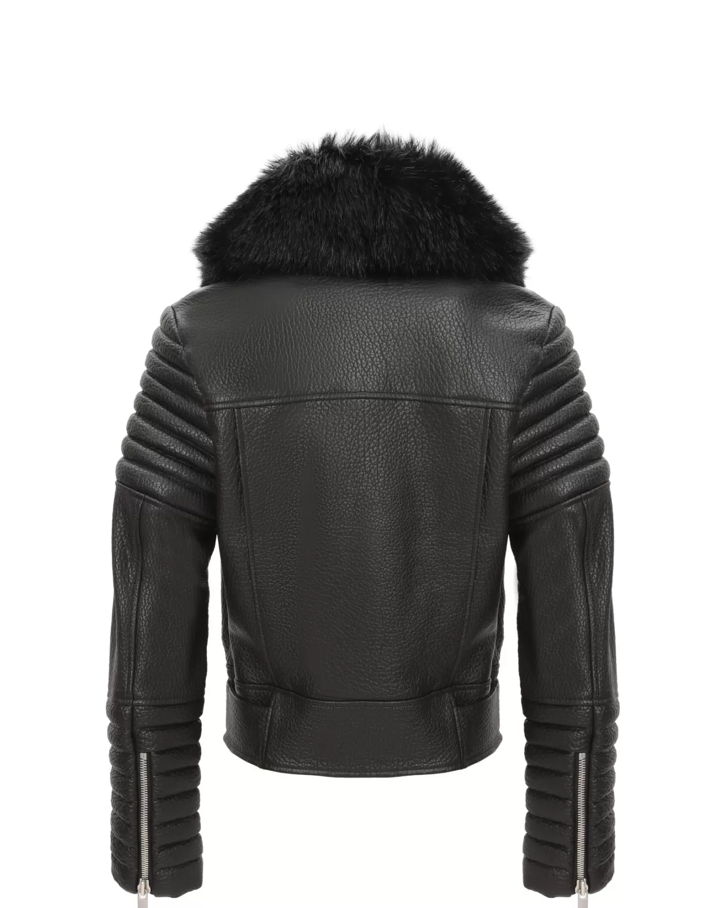 Veste moto féminine GORSKI Montréal en cuir d'agneau - Col détachable en shearling Toscana et fermeture éclair premium 

Style urbain intemporel avec des détails de maroquinerie raffinée, dotée d'une doublure amovible en agneau shearling pour un ajustement personnalisé. Modèle exclusif conçu pour les saisons fraîches.