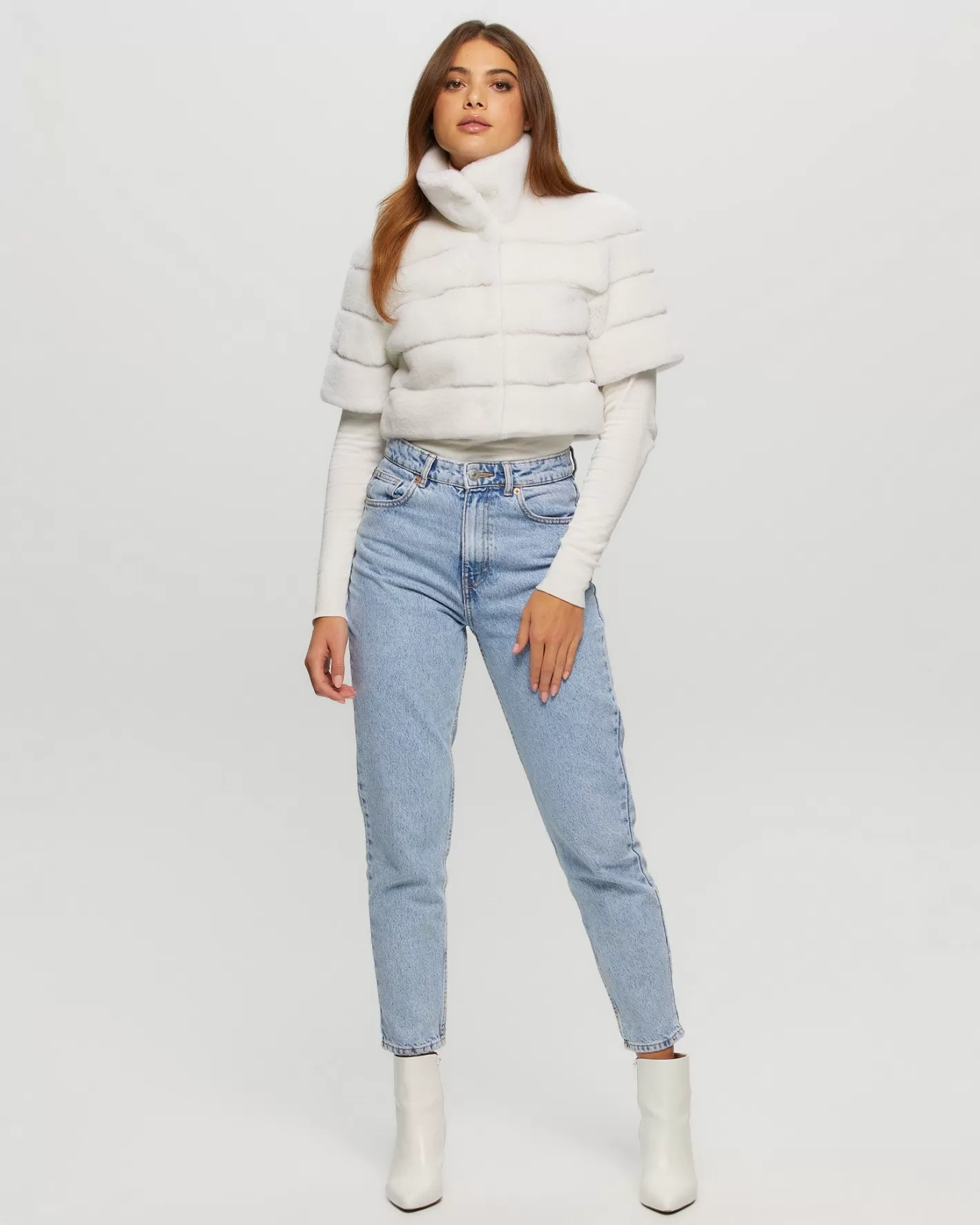 GORSKI Montréal – Boléro court en agneau shearling, manches raccourcies pour femme