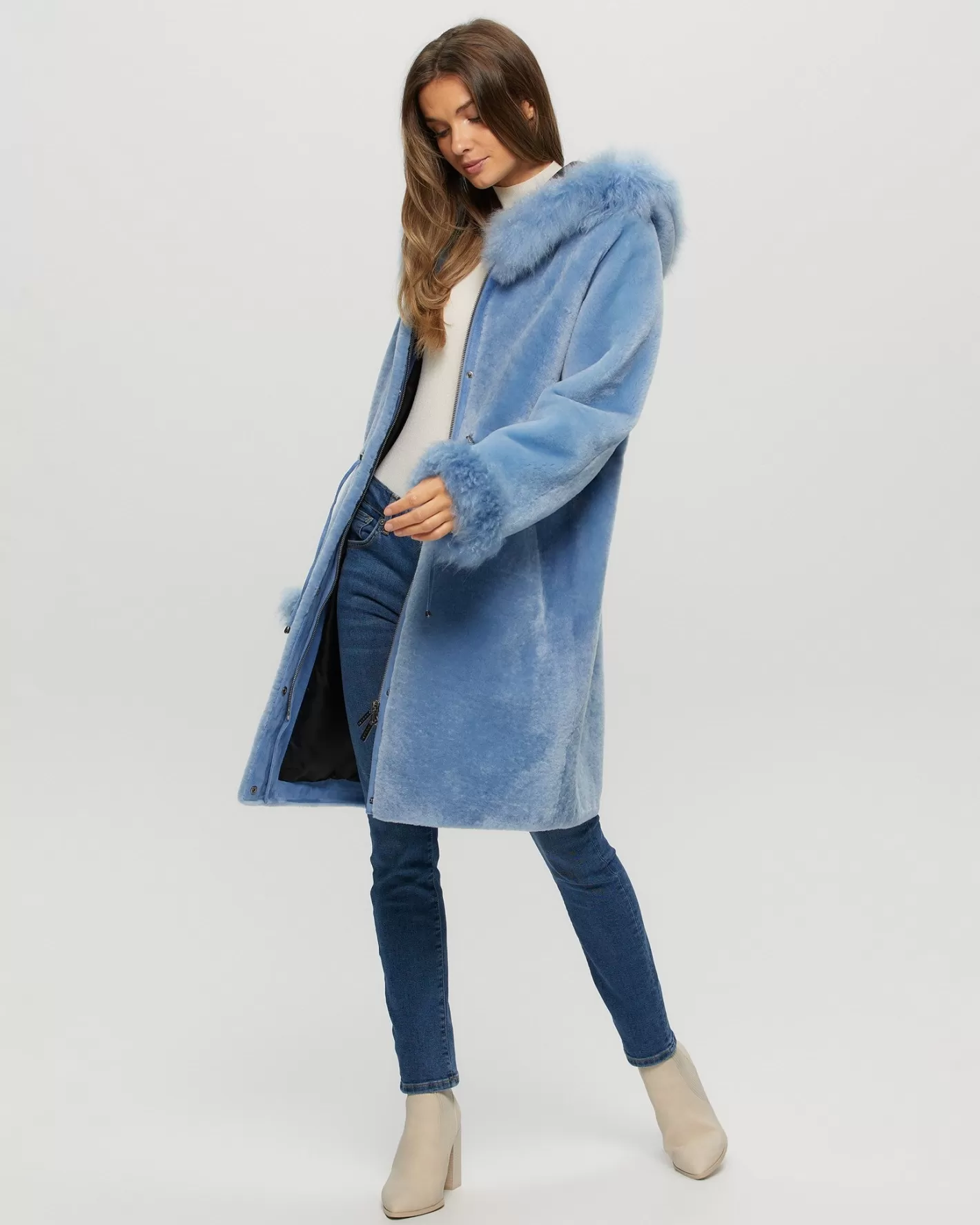 Parka d'hiver femme GORSKI Montréal – Doublure en agneau shearling avec passepoils en cachemire de chèvre sélectionné  

（：，，，。，，