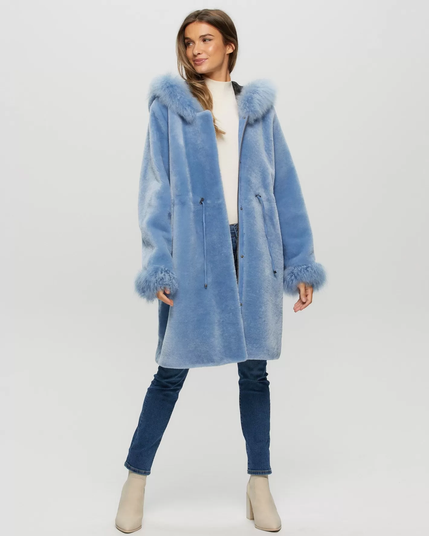 Parka d'hiver femme GORSKI Montréal – Doublure en agneau shearling avec passepoils en cachemire de chèvre sélectionné  

（：，，，。，，