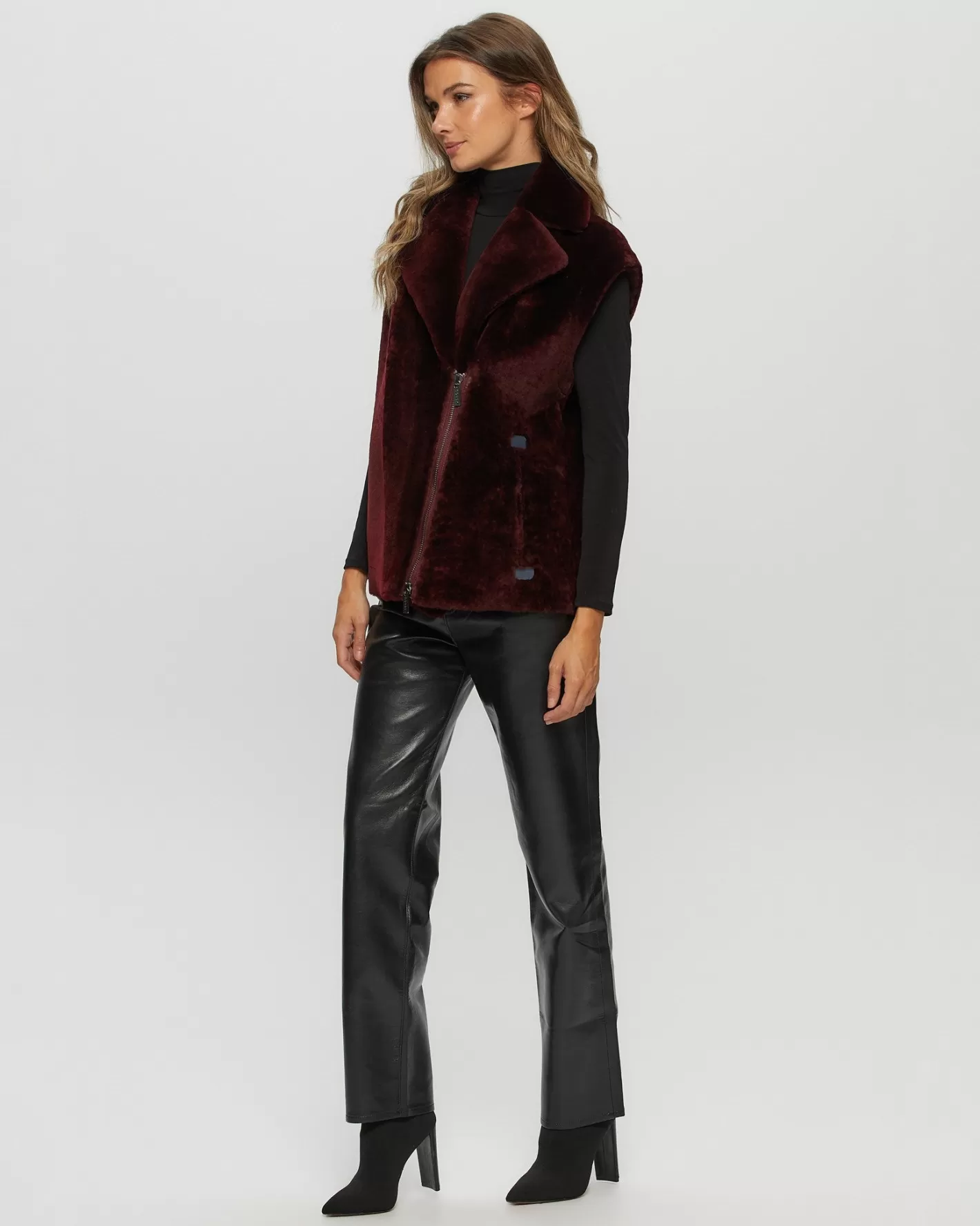 Veste Femme GORSKI – Style Montréal en Agneau Shearling avec Fermeture Éclair

（：、，，