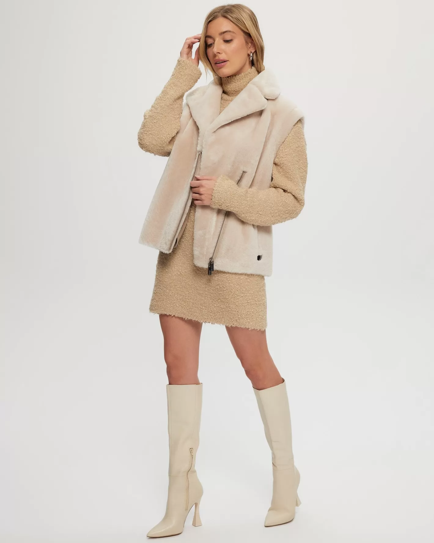 Veste Femme GORSKI – Style Montréal en Agneau Shearling avec Fermeture Éclair

（：、，，