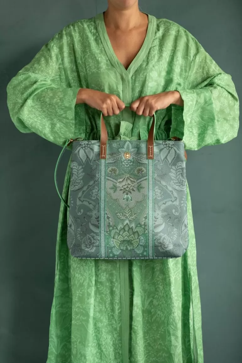Sac Shopping Carré Pip Studio - Collection Kyoto Festival en Vert Vif Élégant