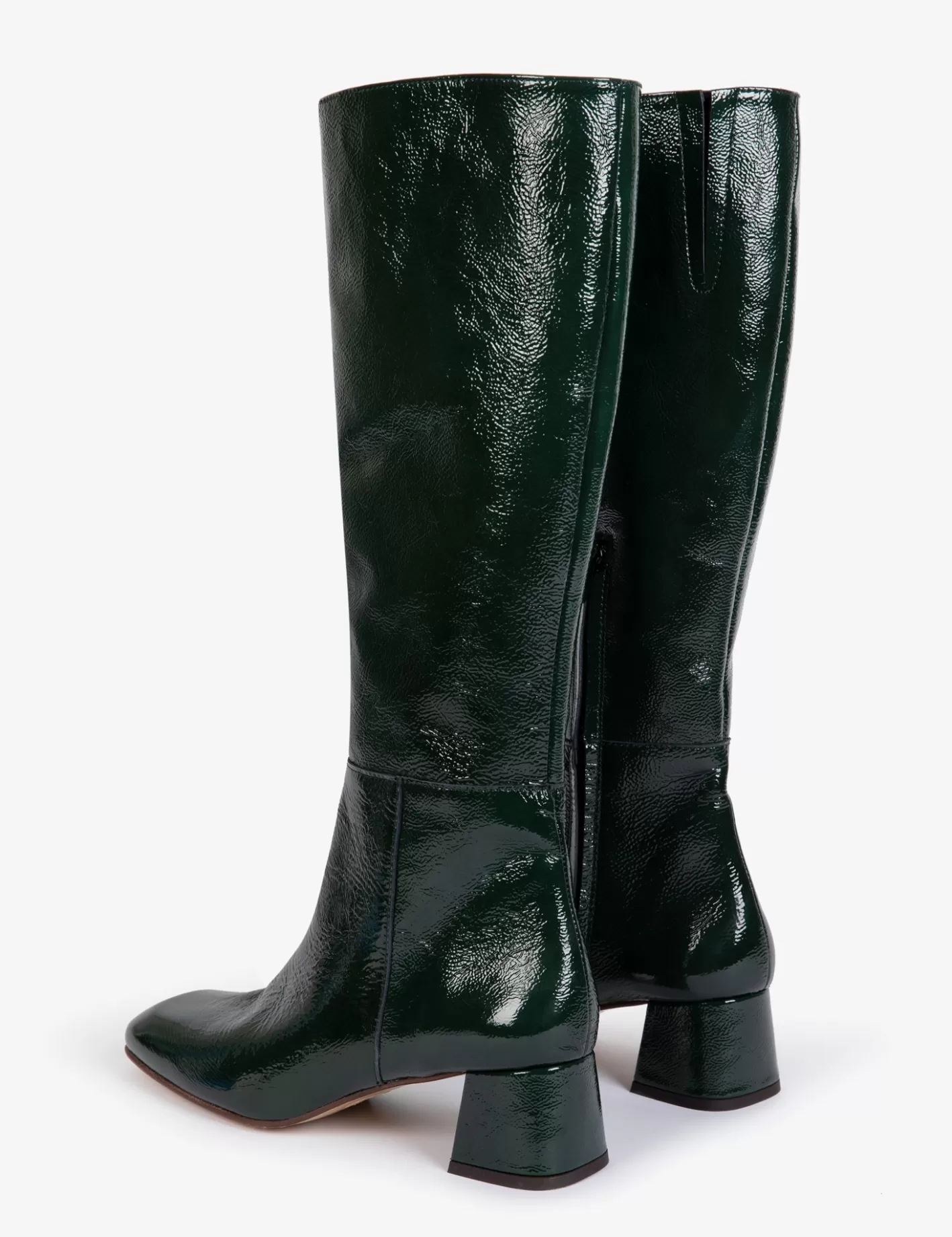 Bottes Sinatra en Cuir Verni - Modèle Talon Haut & Tige Longue | Style Intemporel