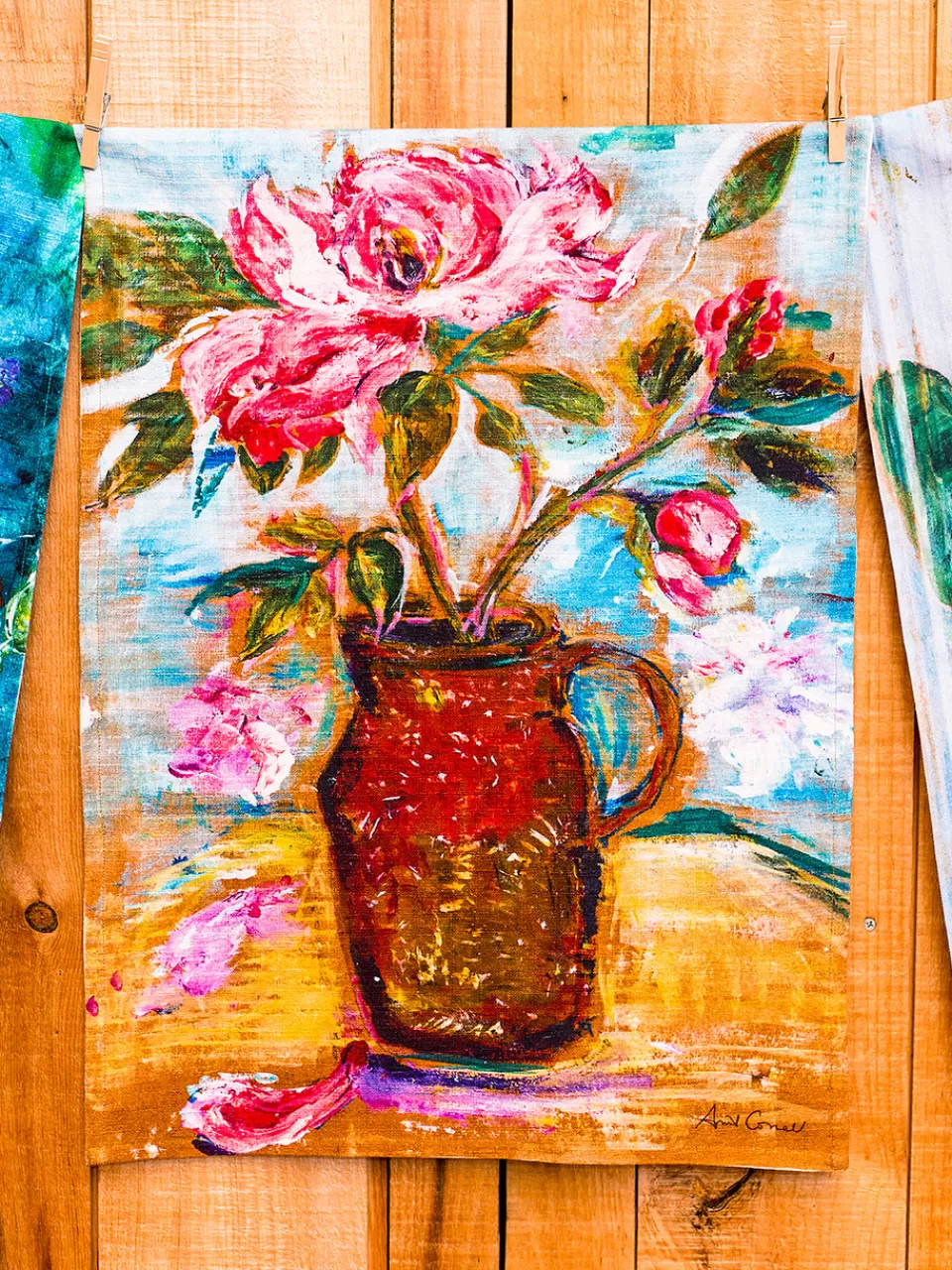 April Cornell - Torchon Décoratif en Aquarelle Nature Morte - Motif Élégant pour Cuisine et Décoration (Délicat et Abordable)