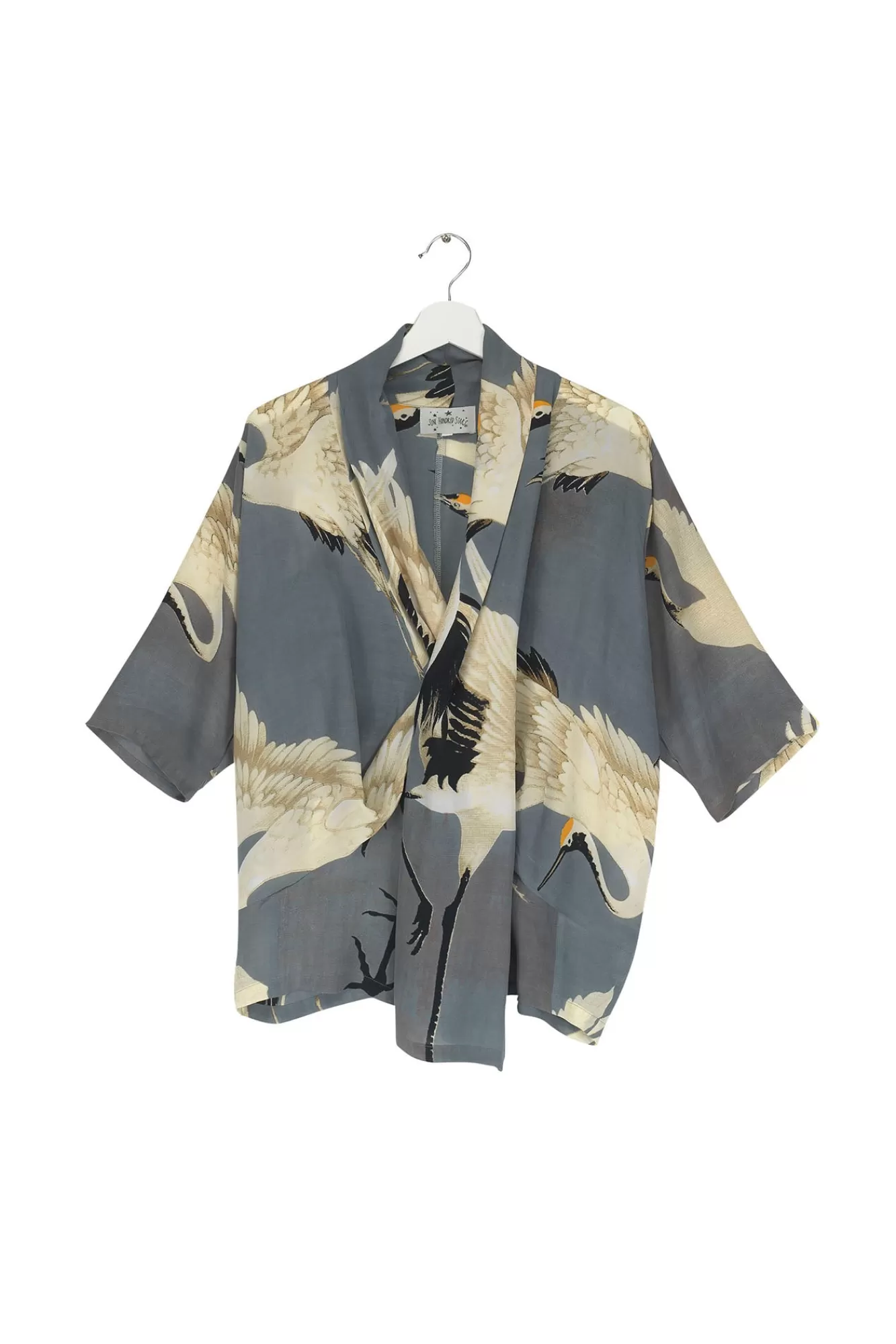 Blouse Femme Rachel - Motif Cigognes Étoilées sur Fond Ardoise Dégradé