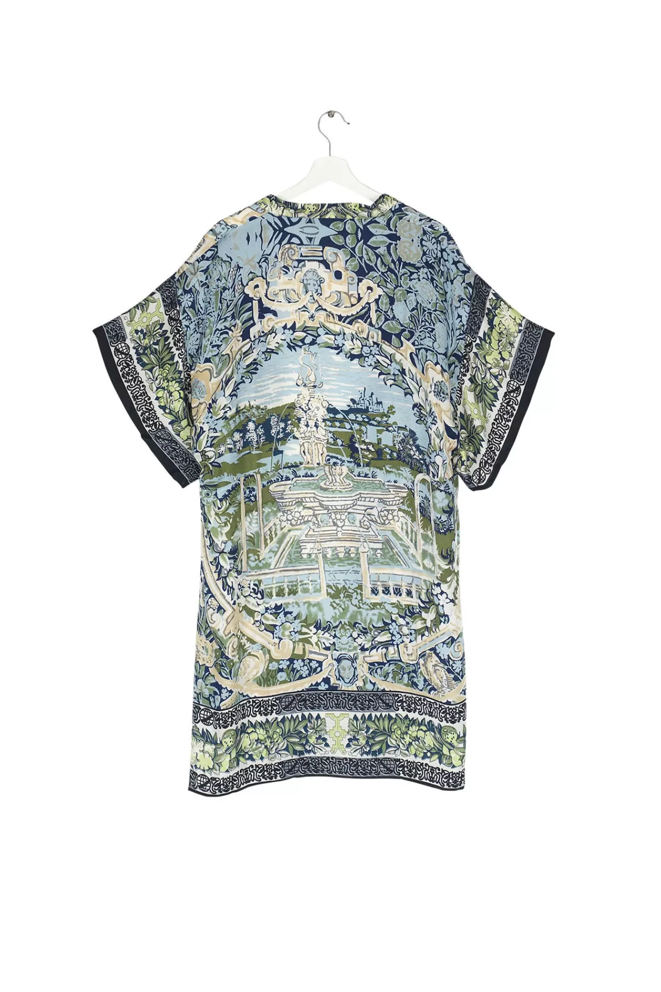 Kimono Longueur Midi Femme - Broderie Océanique et Constellation Cent Étoiles - Élégant Artisanat Textile