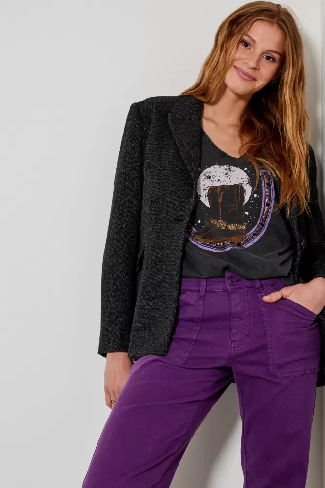 T-shirt cowboy Five Jeans - style western avec motifs métalliques et finition acier brossé