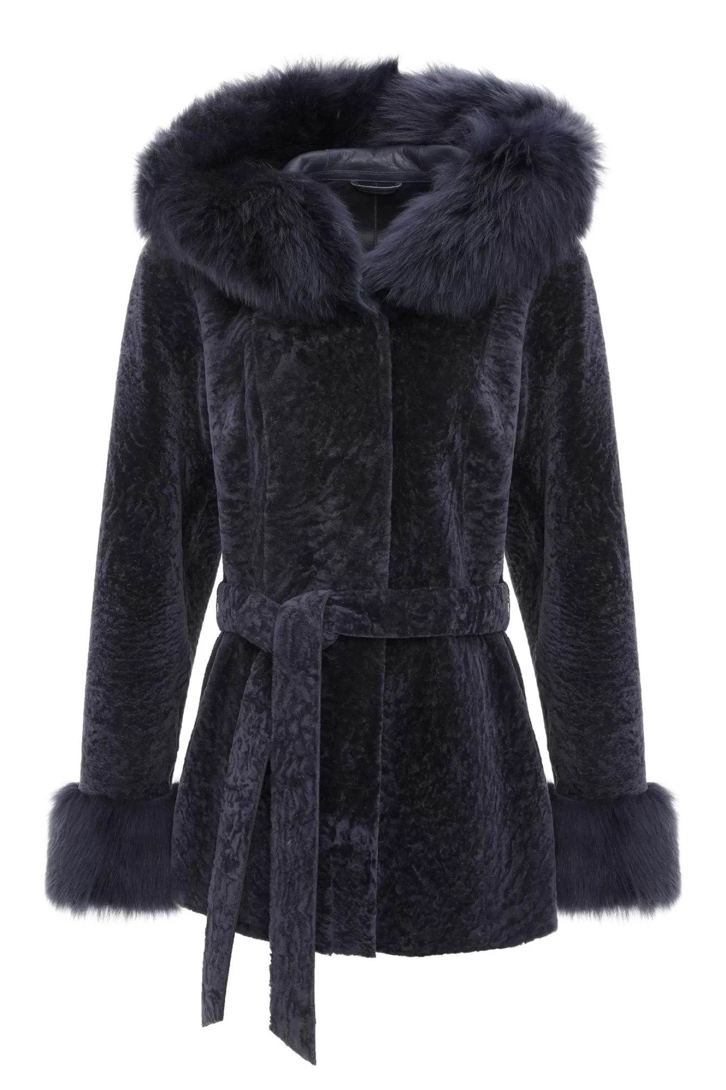 Parka réversible en agneau shearling texturé GORSKI Montréal – Capuche et poignets en agneau shearling Merinillo, ceinture incluse