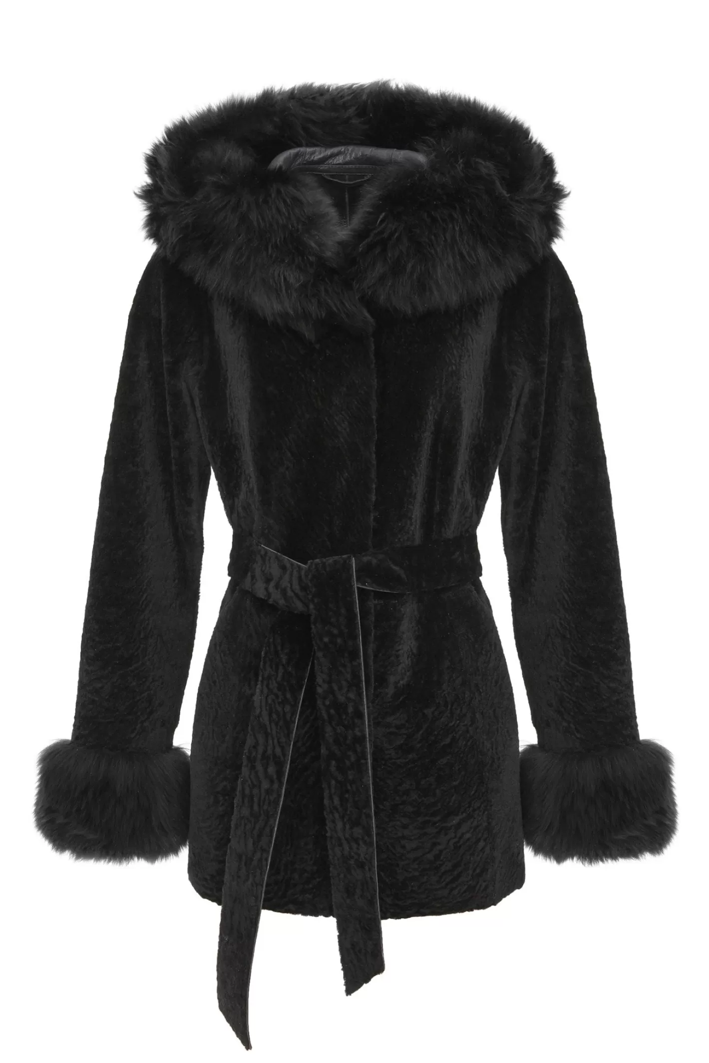 Parka réversible en agneau shearling texturé GORSKI Montréal – Capuche et poignets en agneau shearling Merinillo, ceinture incluse