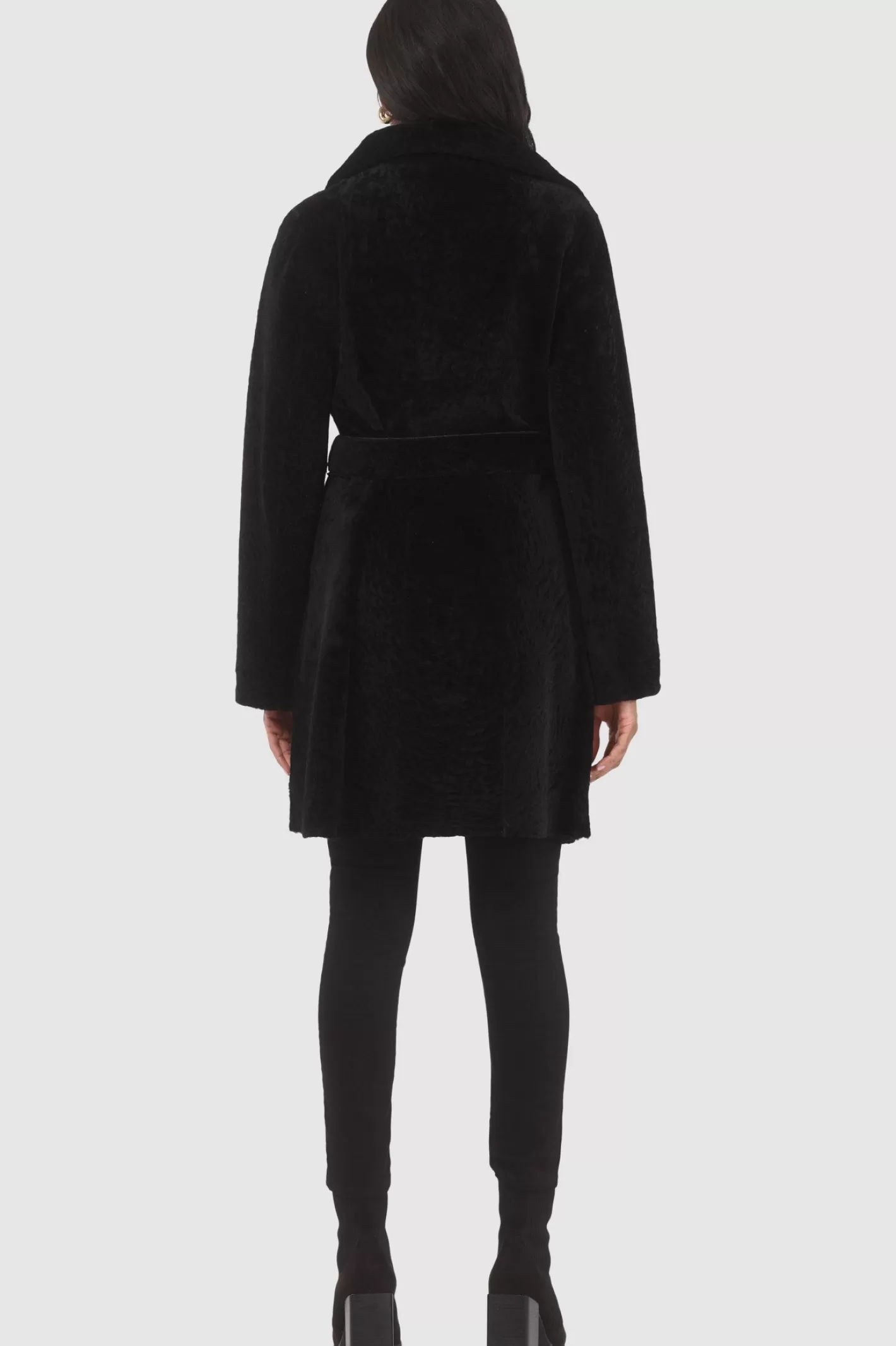 Manteau réversible en agneau shearling texturé - Style décontracté chic avec ceinture ajustable - Collection Montréal par GORSKI