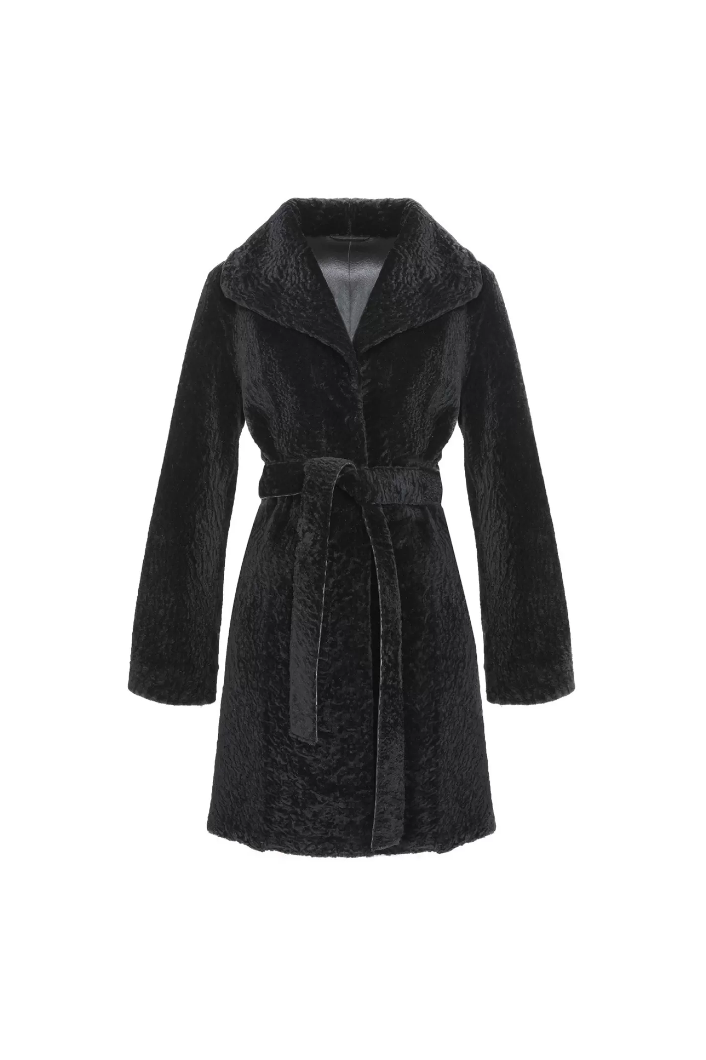 Manteau réversible en agneau shearling texturé - Style décontracté chic avec ceinture ajustable - Collection Montréal par GORSKI