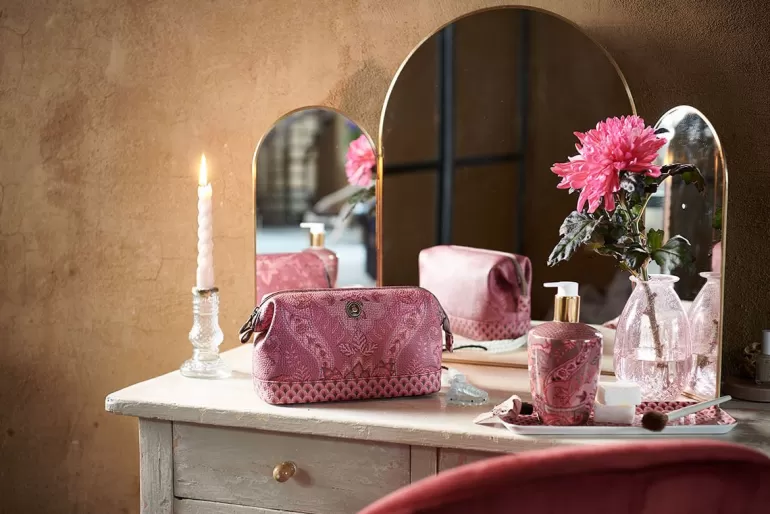 Pip Studio - Trousse Élégante Kyoto Festival en Taille Moyenne, Nuances de Rose Profond - Collection Printemps Nouveau