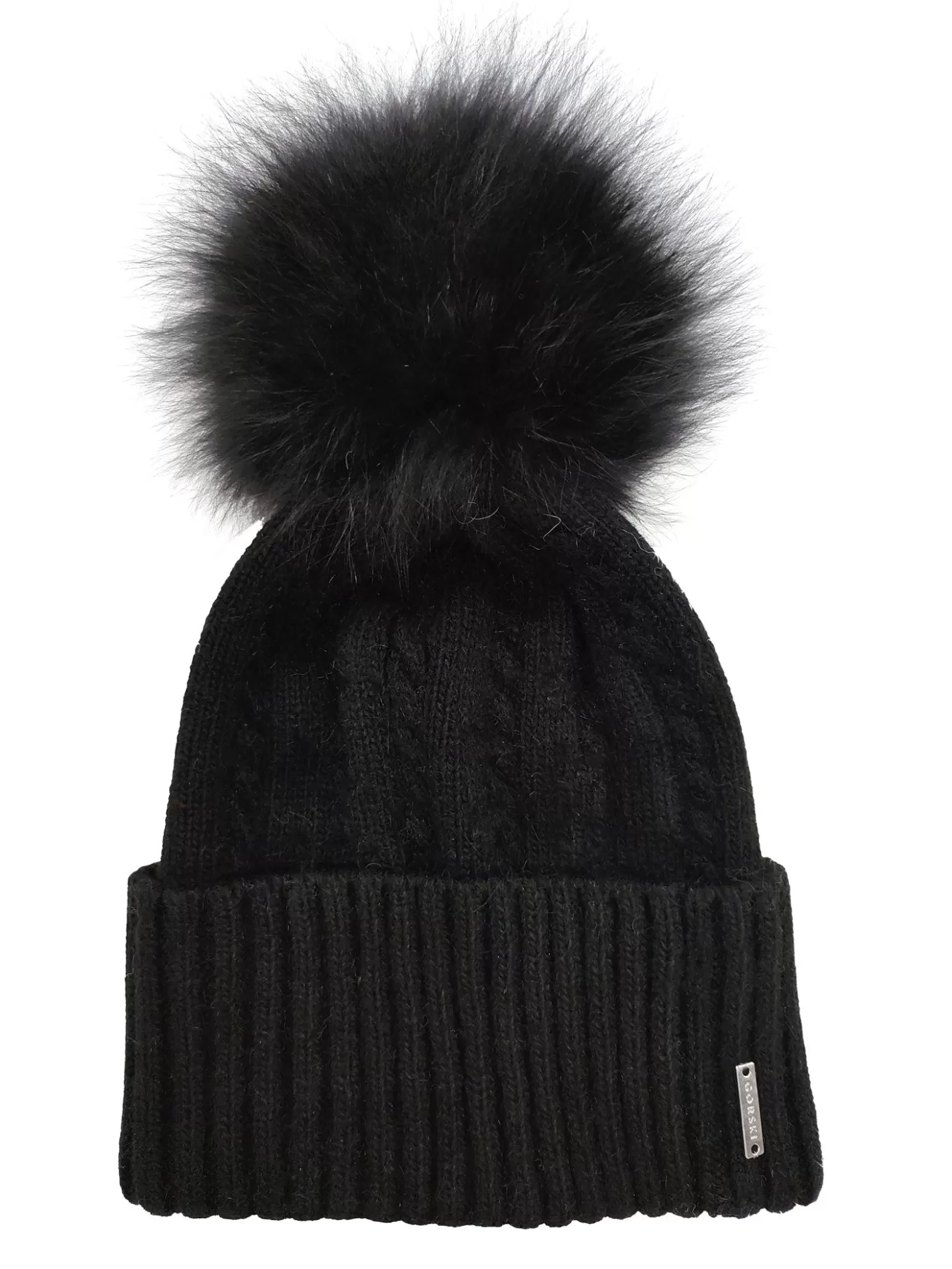 Bonnet GORSKI bicolore pour femme - Laine douce inspirée de Montréal avec pompon en laine d'agneau

(Version alternative plus naturelle : 
Bonnet tricot confortable GORSKI - Style Montréalais bicolore et pompon d'agneau premium)