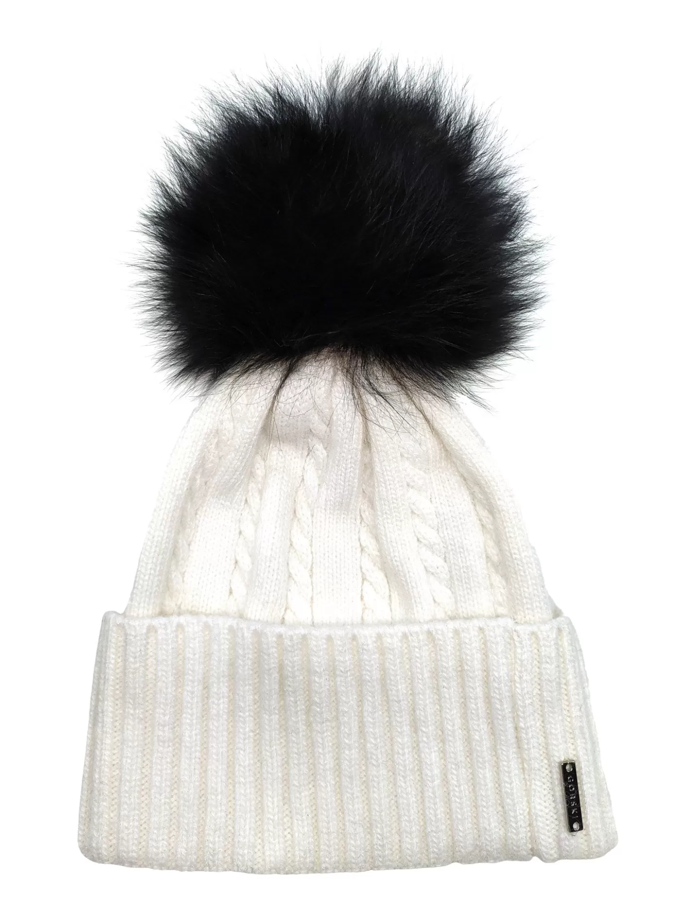 Bonnet GORSKI bicolore pour femme - Laine douce inspirée de Montréal avec pompon en laine d'agneau

(Version alternative plus naturelle : 
Bonnet tricot confortable GORSKI - Style Montréalais bicolore et pompon d'agneau premium)