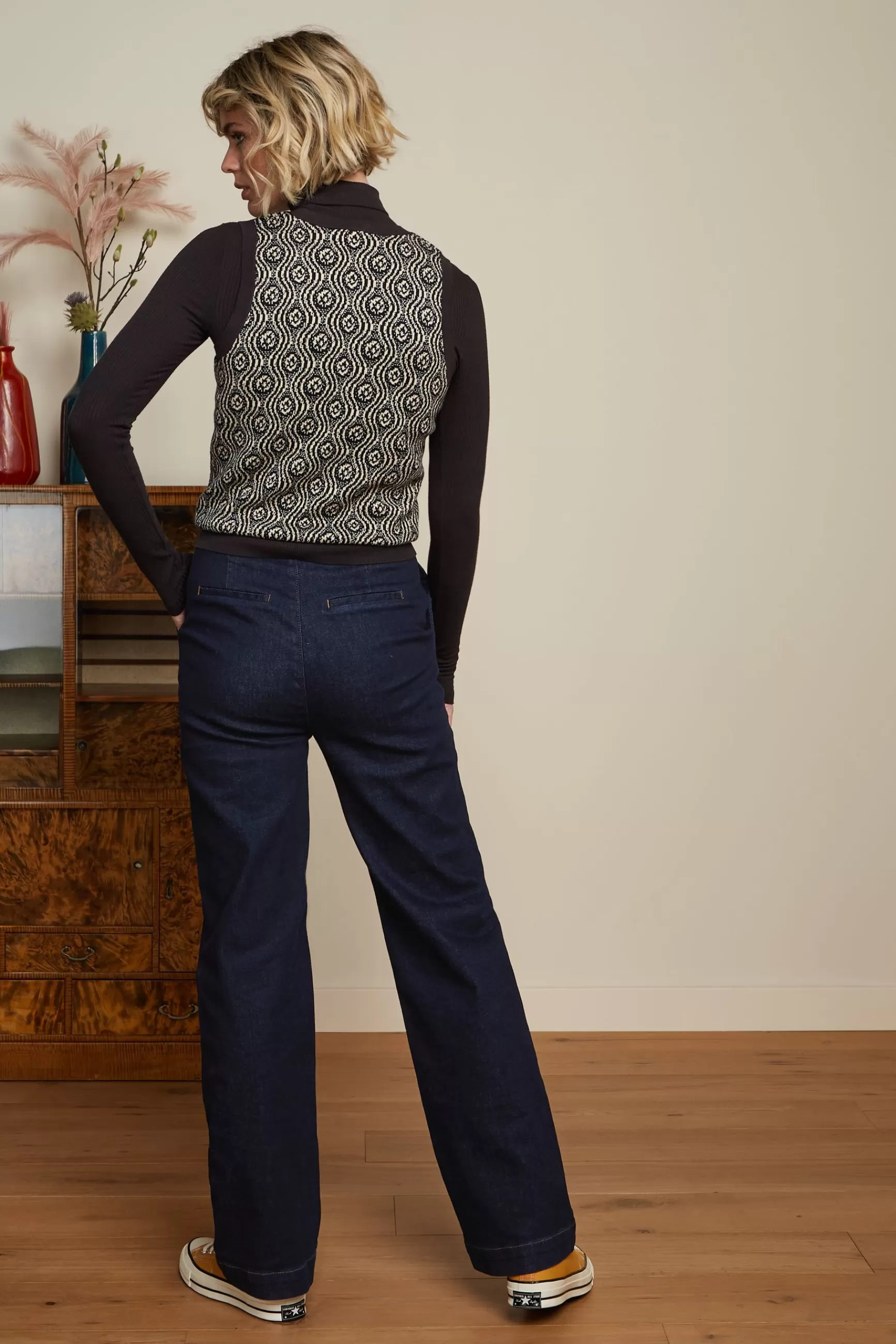 Gilet Femme King-Louie - Col en V Élégant - Maurice - Cardigan Court Confortable en Laine