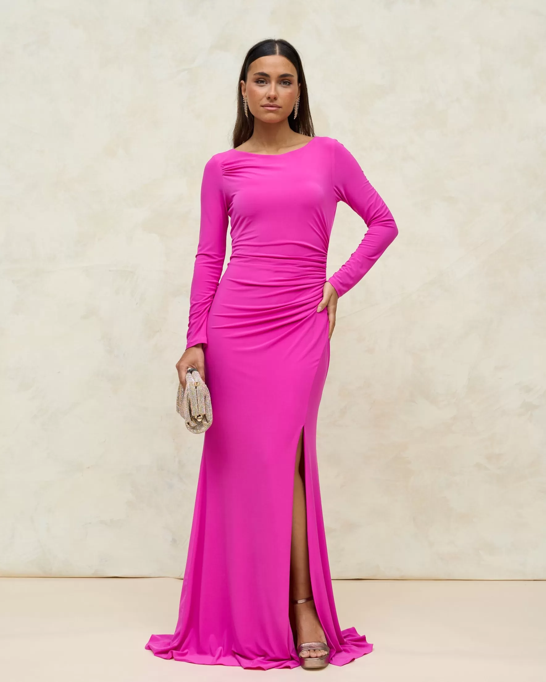 Élégante Robe Eloise Fuchsia Miphai - Soldes Flash : Jusqu'à -50% !