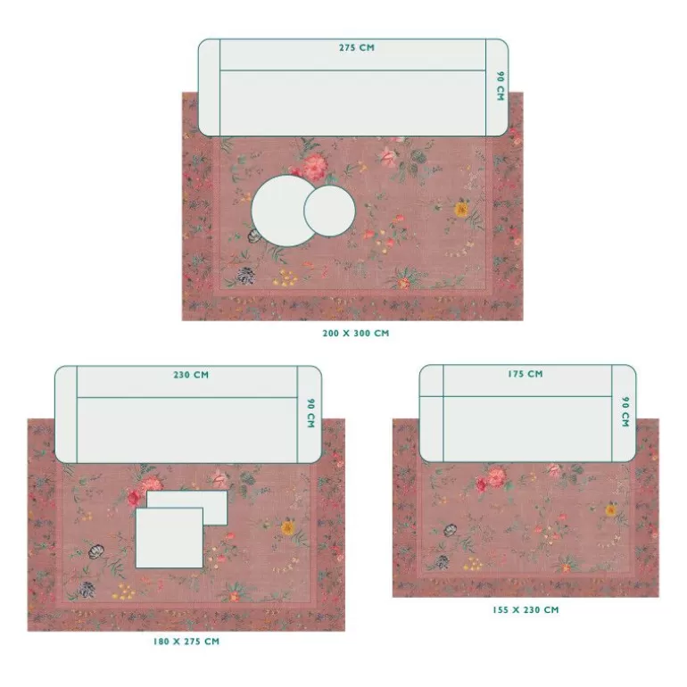 Tapis Décoratif Grand Format Fleuri - Collection Pip Roze Élégante en Promotion