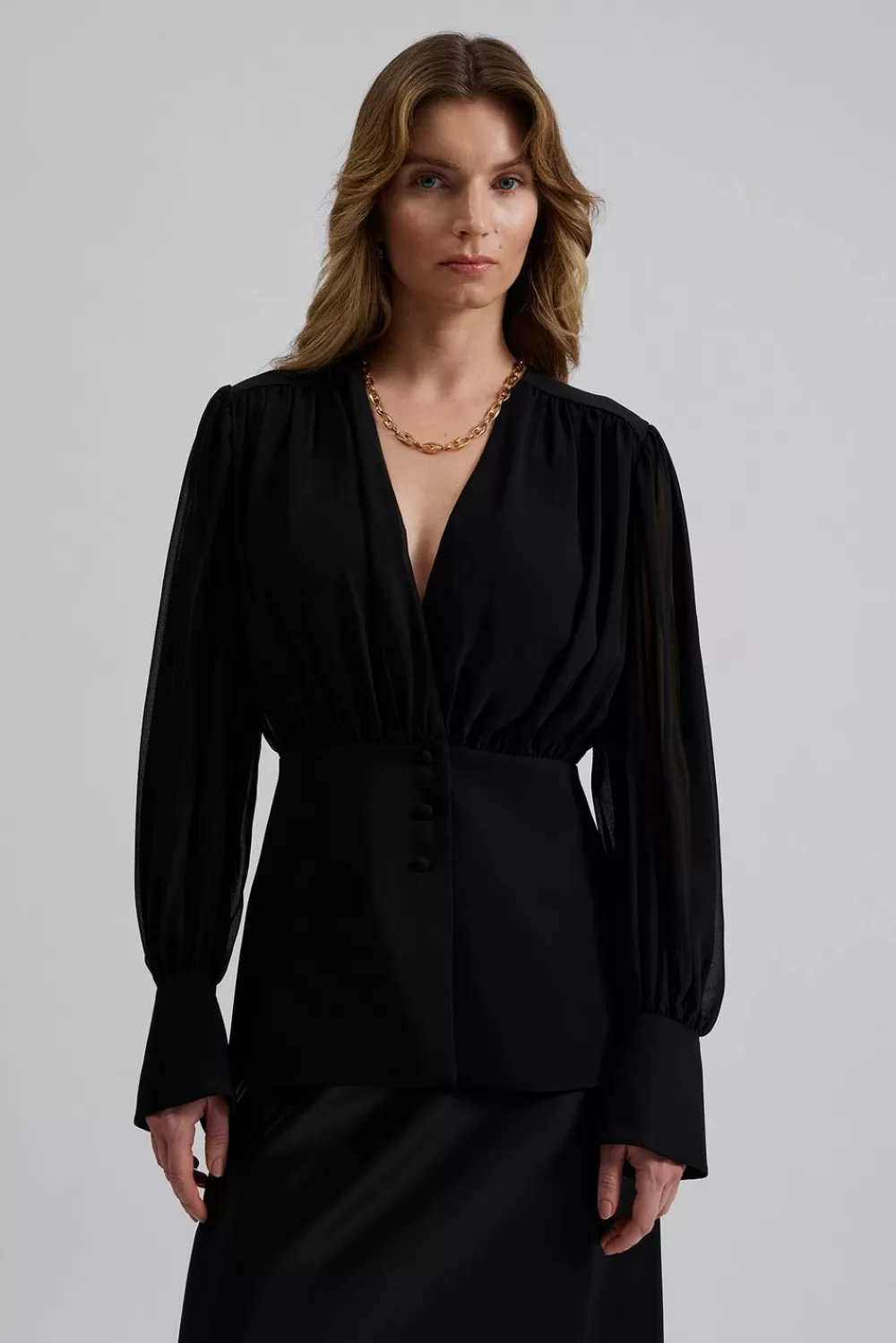 Chemisier Femme Malina Wilhelmina - Noir Élégant, Coupe Fluide | Pièce Signature Printemps 2024